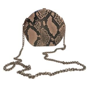 Round Snake Print Crossbody Bag Faux Leather Clutch Purse Pocketbook Hard Shell